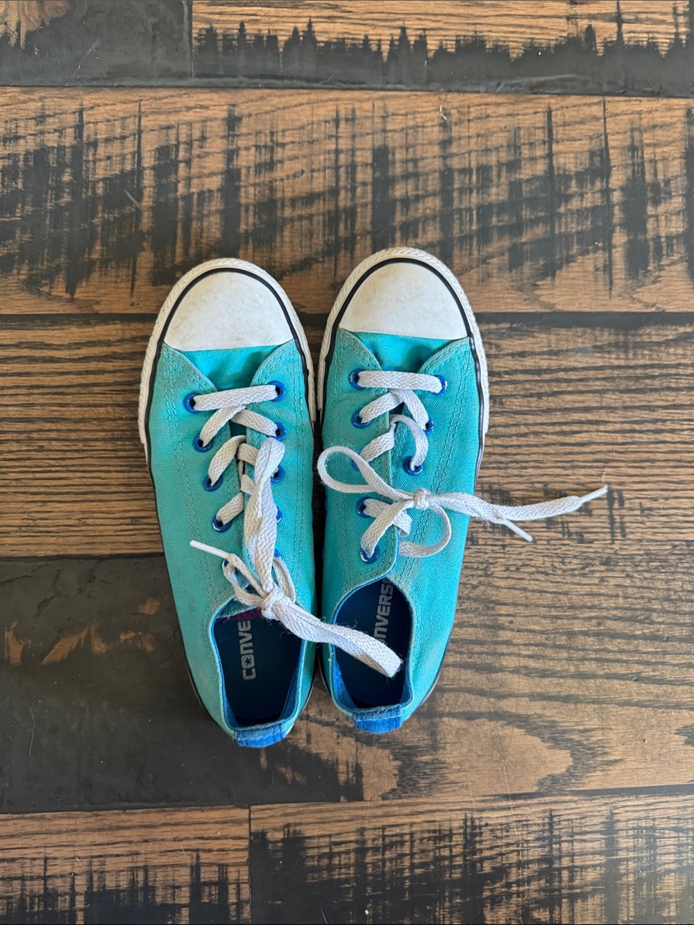 Converse Kids Teal Canvas Low-Top Sneakers with White Toe